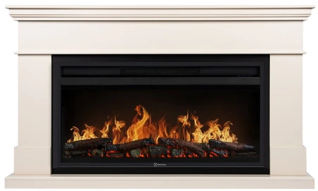 Электрокамин с широким очагом 2D Electrolux EFP/P-3620LS с порталом Firelight California 36, молочный