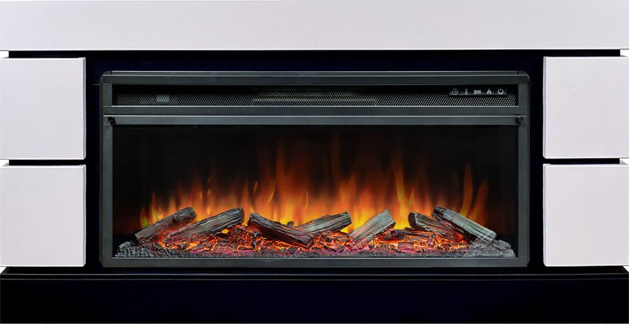 Электрокамин с широким очагом 2D Royal Flame Modern 42 CRM белый с очагом Vision 42 LOG LED