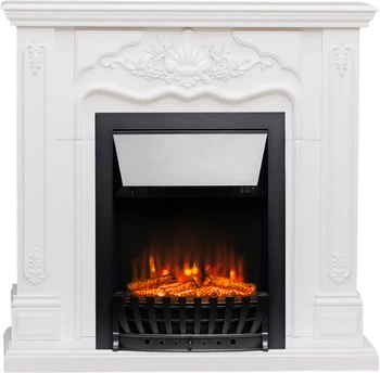 Электрокамин с классическим очагом 2D Elekam Velar с порталом Victoria белая эмаль