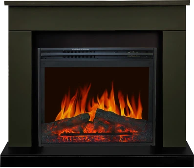 Электрокамин с широким очагом 2D Royal Flame Bergen SFT темная олива с очагом Jupiter FX New