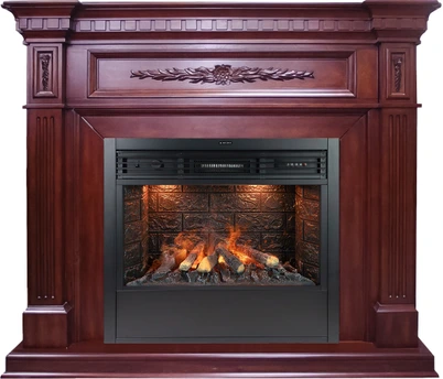 Электрокамин с широким очагом 2D Royal Flame Luxemburg темная вишня с очагом Design B800RF 3D