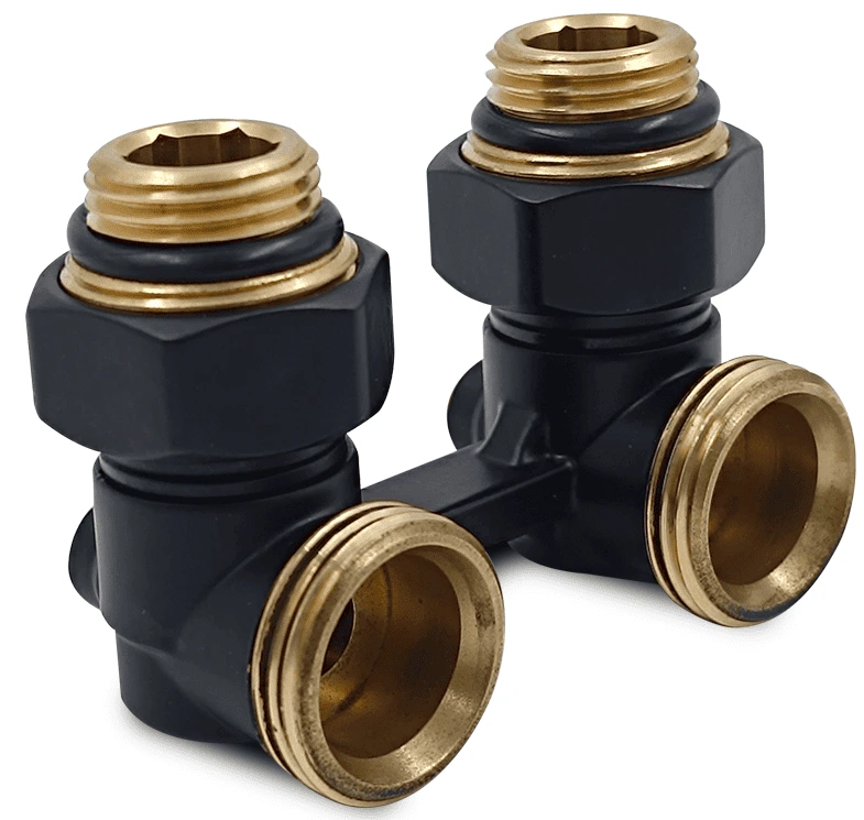 Узел нижнего подключения Primoclima Н-образный угловой 3/4"х1/2" Черный матовый