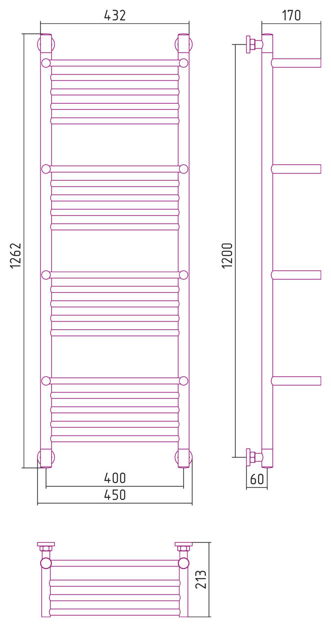 Водяной полотенцесушитель шириной 200 - 400 мм Сунержа от MirCli