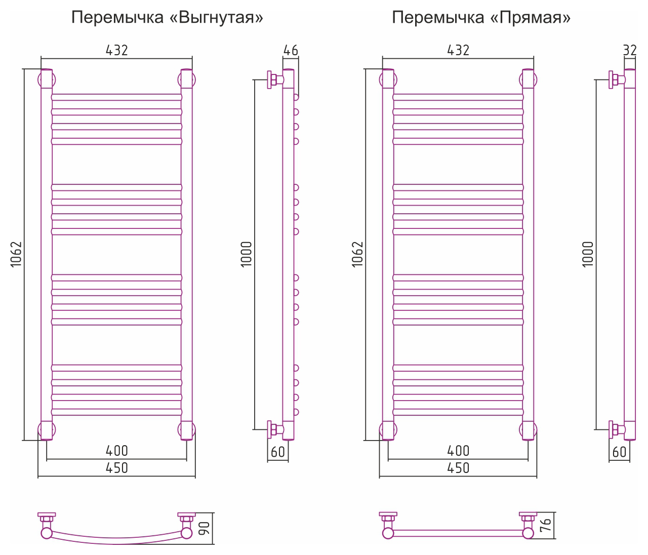 Водяной полотенцесушитель шириной 200 - 400 мм Сунержа от MirCli