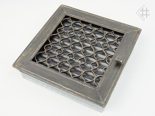 Вентиляционная решетка для камина Kratki Ретро графит с одной дверкой выдвигающаяся 17х17 RETRO1/17/G/A