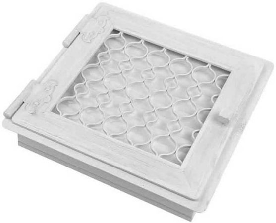 Вентиляционная решетка для камина Kratki Ретро белая с одной дверкой открывающейся 22х22 RETRO1/22/B/A