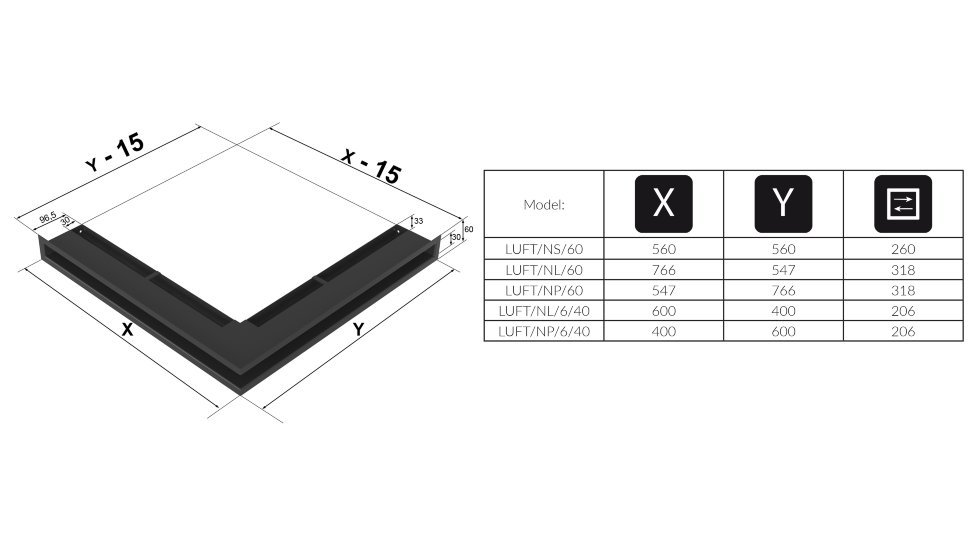 Вентиляционная решетка для камина Kratki Люфт угловая/6*40 см правая графит LUFT/NP/6/40/45S/G Kratki Люфт угловая/6*40 см правая графит LUFT/NP/6/40/45S/G - фото 4