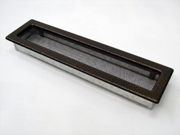 Вентиляционная решетка для камина Kratki 11х42 черная/медь пористая 42M