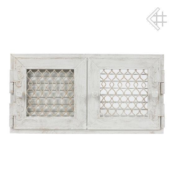 Вентиляционная решетка для камина Kratki Ретро белая с двумя дверками открывающаяся 17х17 RETRO2/17/B/A, цвет белый