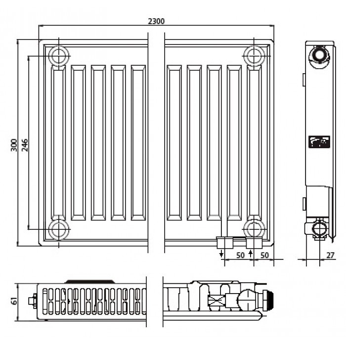 Стальной панельный радиатор Тип 11 Kermi FTV(FKV) 11 900x800, цвет белый Kermi FTV(FKV) 11 900x800 - фото 4