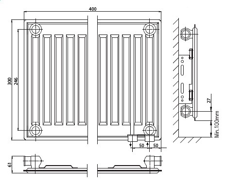 Стальной панельный радиатор Тип 10 Kermi FTV(FKV) 10 500x1600, цвет белый Kermi FTV(FKV) 10 500x1600 - фото 2