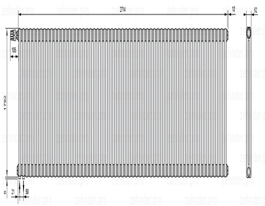 

Радиатор отопления Zehnder, Technolinetl, Zehnder Charleston 2180/58 TL
