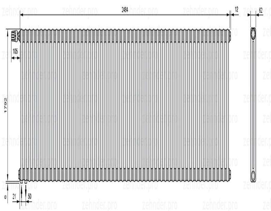 

Радиатор отопления Zehnder, Technolinetl, Zehnder Charleston 2180/54 TL
