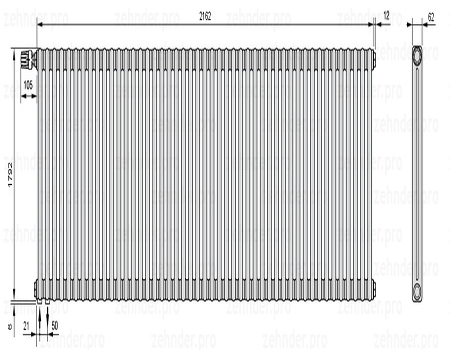 

Радиатор отопления Zehnder, Technolinetl, Zehnder Charleston 2180/47 TL