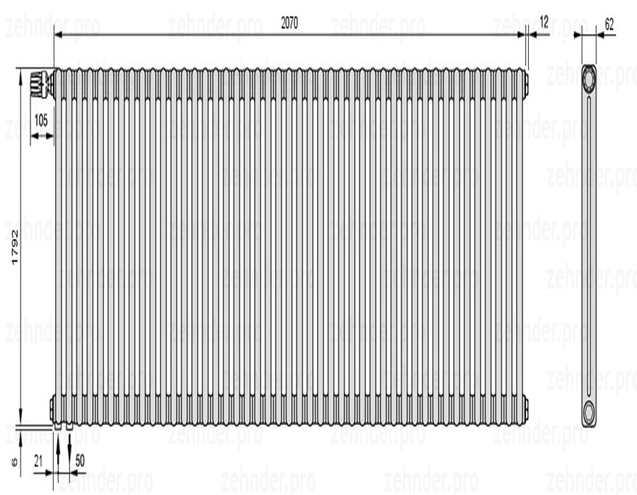 

Радиатор отопления Zehnder, Technolinetl, Zehnder Charleston 2180/45 TL