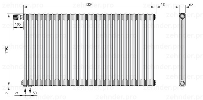 

Радиатор отопления Zehnder, Technolinetl, Zehnder Charleston 2180/29 TL