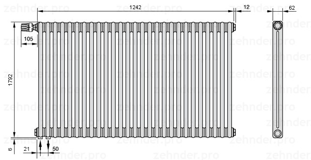 

Радиатор отопления Zehnder, Technolinetl, Zehnder Charleston 2180/27 TL