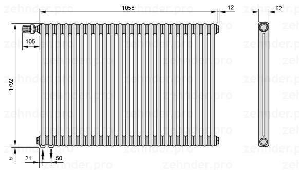 

Радиатор отопления Zehnder, Technolinetl, Zehnder Charleston 2180/23 TL