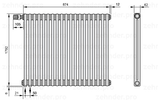 

Радиатор отопления Zehnder, Technolinetl, Zehnder Charleston 2180/19 TL