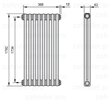 

Радиатор отопления Zehnder, Technolinetl, Zehnder 2180/8 TL