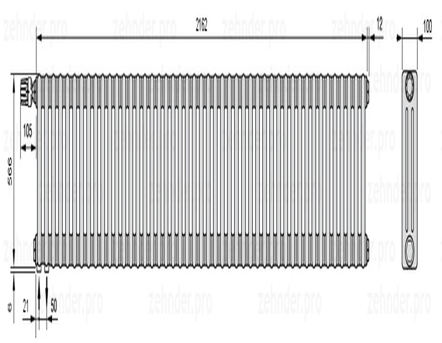 

Радиатор отопления Zehnder, Technolinetl, Zehnder Charleston 3057/47 TL