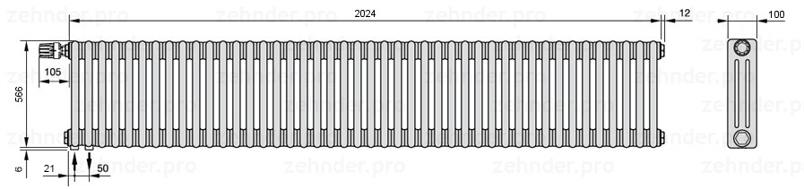 

Радиатор отопления Zehnder, Technolinetl, Zehnder Charleston 3057/44 TL