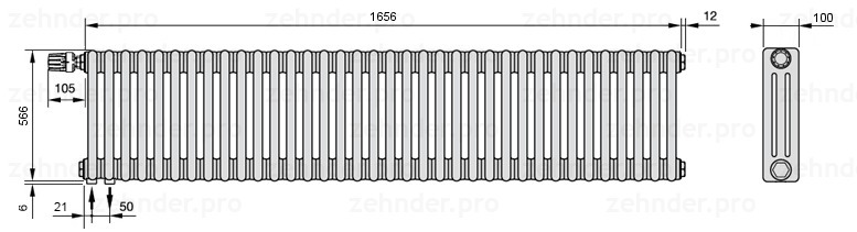 

Радиатор отопления Zehnder, Technolinetl, Zehnder Charleston 3057/36 TL