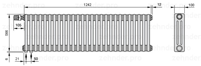 

Радиатор отопления Zehnder, Technolinetl, Zehnder Charleston 3057/27 TL