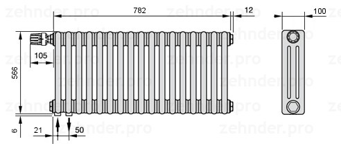 

Радиатор отопления Zehnder, Technolinetl, Zehnder Charleston 3057/17 TL