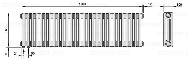 

Радиатор отопления Zehnder, Белый, Zehnder 3057/22-2