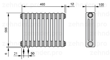

Радиатор отопления Zehnder, Белый, Zehnder 3057/10-2