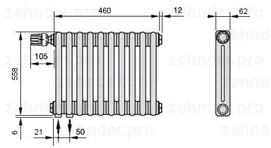 

Радиатор отопления Zehnder, Белый, Zehnder Completto 3050/8