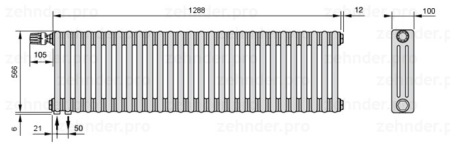 

Радиатор отопления Zehnder, Белый, Zehnder Completto 3057/30