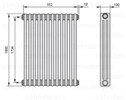 

Радиатор отопления Zehnder, Technolinetl, Zehnder 3057/30 TL
