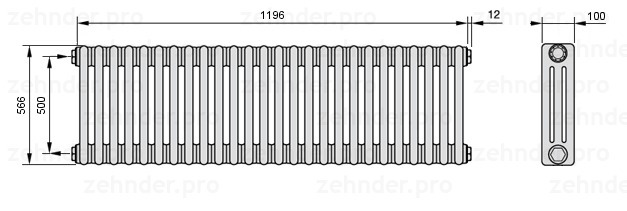 

Радиатор отопления Zehnder, Technolinetl, Zehnder 3057/22 TL