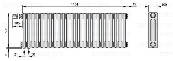 

Радиатор отопления Zehnder, Белый, Zehnder 3180/4