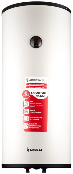 

Электрический накопительный водонагреватель ARIDEYA, Белый, ARIDEYA Slim RVM-5 100L Black