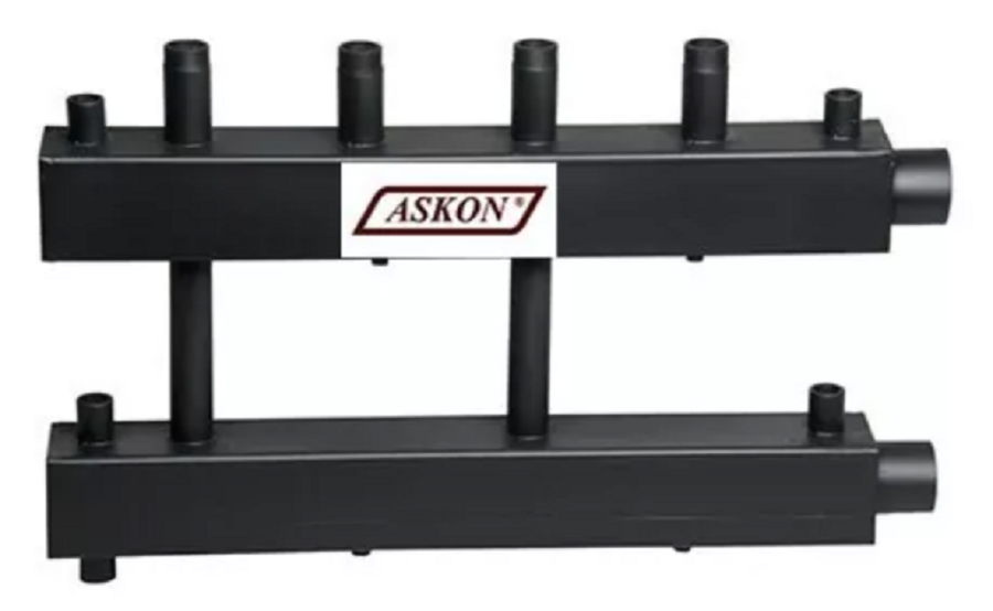 Для отопления ASKON коллектор никель распределительный 1 х1 2 вр нр 4 отвода 10бар t 120 с плоское уплотнение