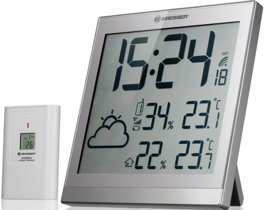 Цифровая метеостанция Bresser ClimaTemp JC LCD серебристая, цвет серебристый - фото 2