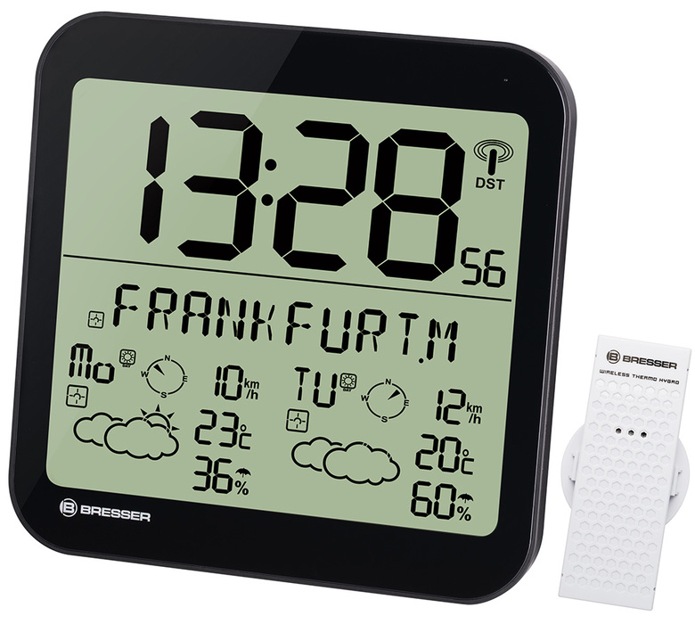 Проекционные часы Bresser MyTime Meteotime LCD, черные метеостанция bresser mytime travel alarm clock