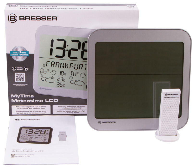 Проекционные часы Bresser MyTime Meteotime LCD, серебристые - фото 3