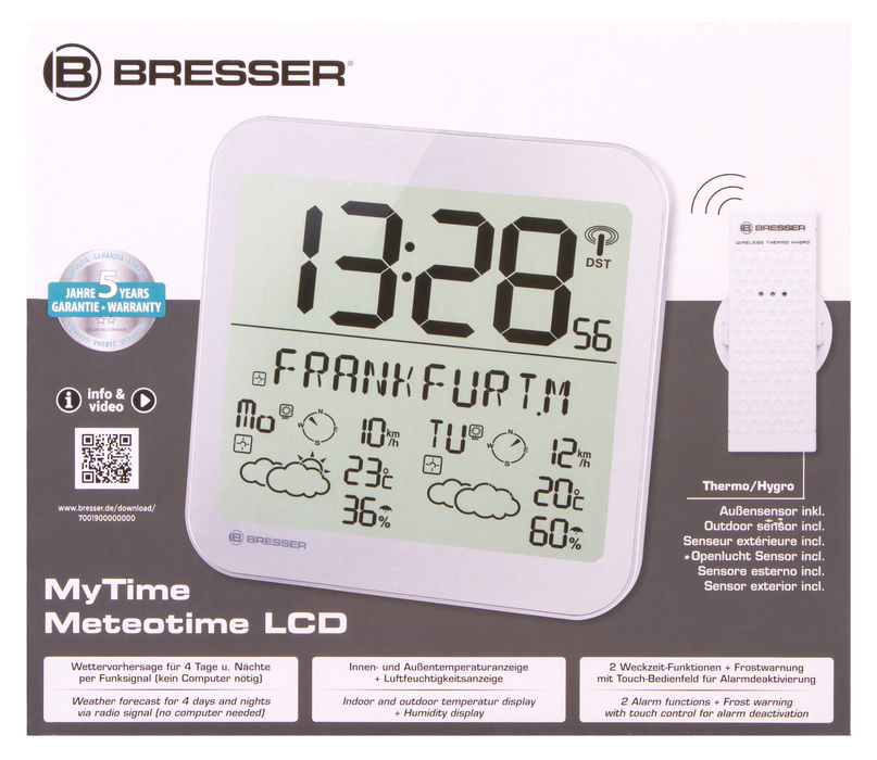 Проекционные часы Bresser MyTime Meteotime LCD, серебристые - фото 10