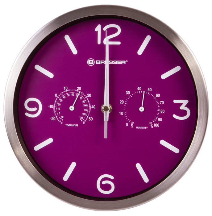 Проекционные часы Bresser MyTime ND DCF Thermo/Hygro, 25 см, фиолетовые