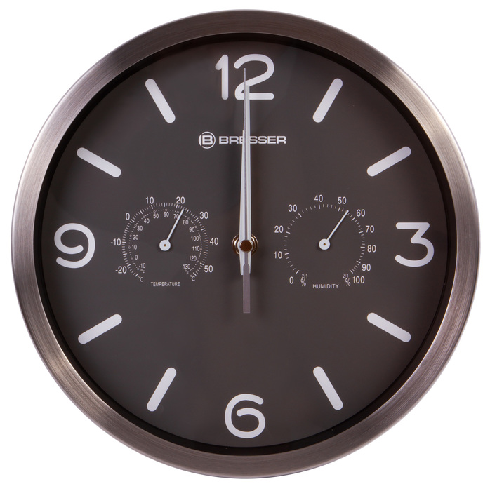 Проекционные часы Bresser MyTime ND DCF Thermo/Hygro, 25 см, серые