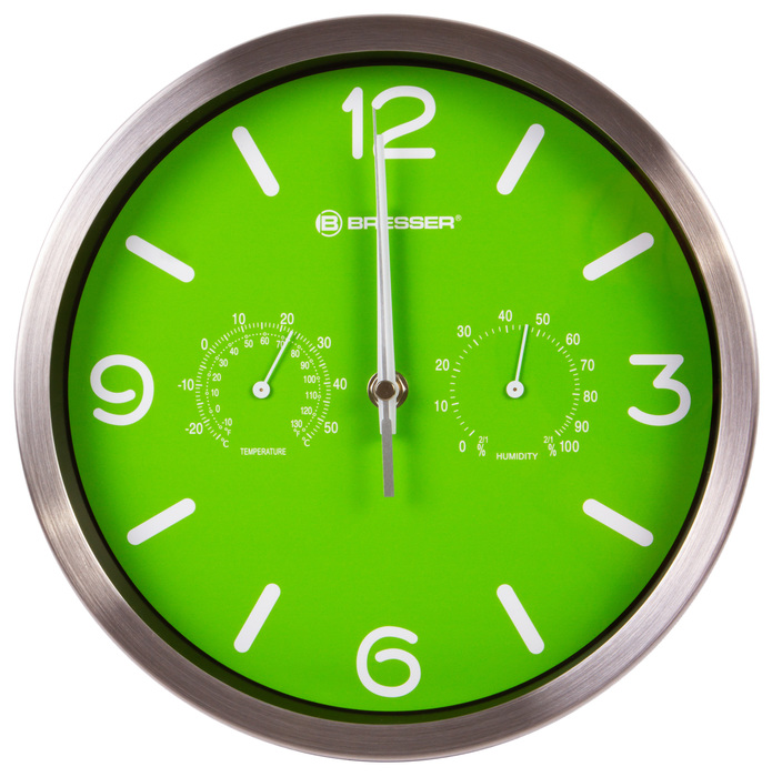 Проекционные часы Bresser MyTime ND DCF Thermo/Hygro, 25 см, зеленые