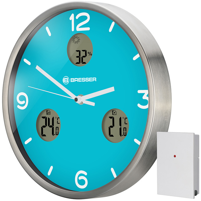Проекционные часы Bresser MyTime io NX Thermo/Hygro, 30 см, голубые