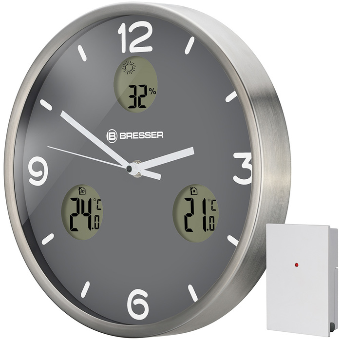 Проекционные часы Bresser MyTime io NX Thermo/Hygro, 30 см, серые Bresser MyTime io NX Thermo/Hygro, 30 см, серые - фото 1