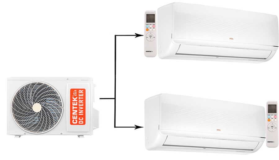 Мульти сплит-система Centek CT-66AM2-H14/4DR3C/CT-66AMWM-H07/4R3B(FX)*2 пульт huayu ct 90430 для телевизора toshiba