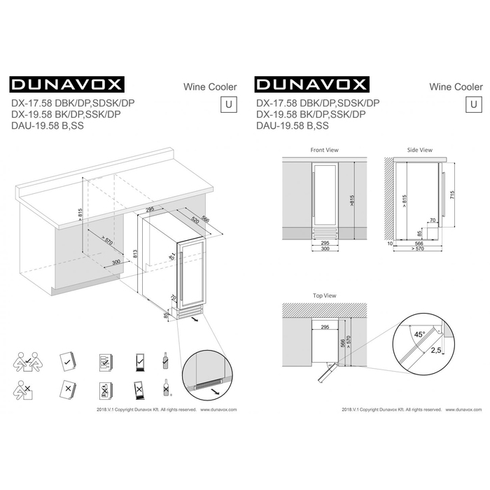 Встраиваемый винный шкаф Dunavox