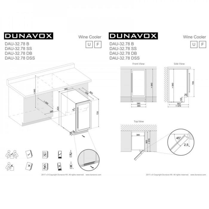 Встраиваемый винный шкаф 22-50 бутылок Dunavox